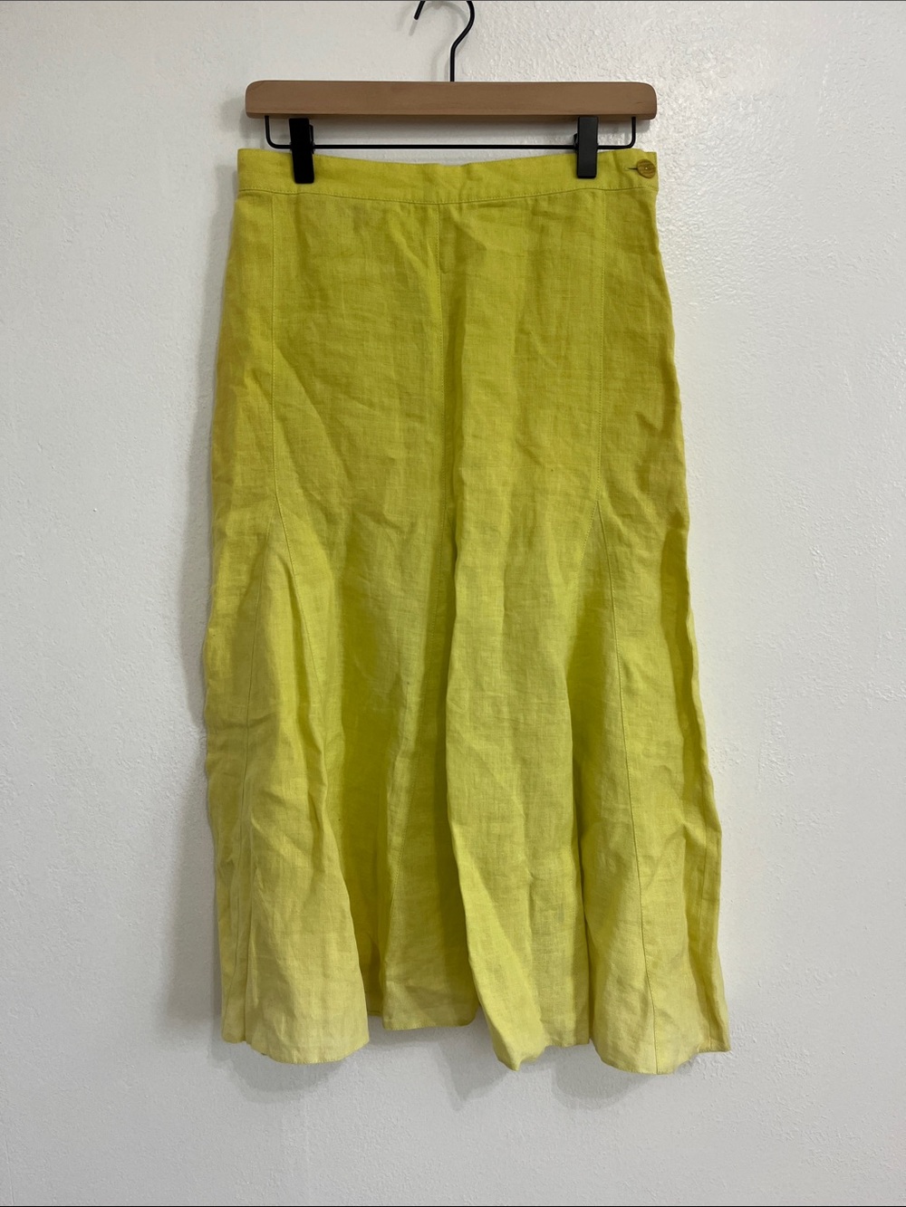 Onara Bright Lime A-Line Linen Maxi Skirt